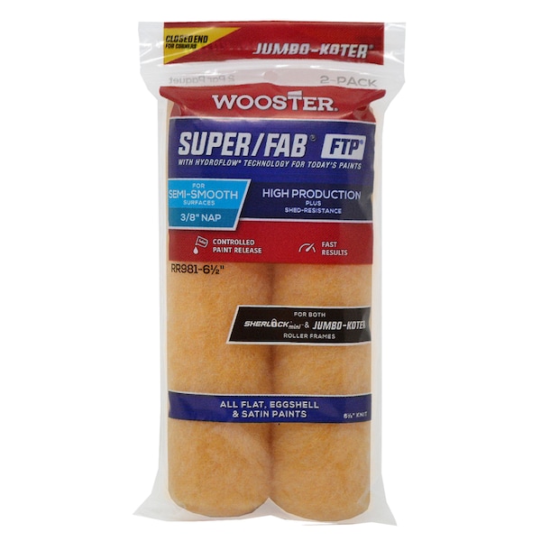 Wooster Super/Fab FTP Knit 6.5 in. W X 3/8 in. Jumbo Paint Roller Cover 2 pk RR981-6 1/2 - main